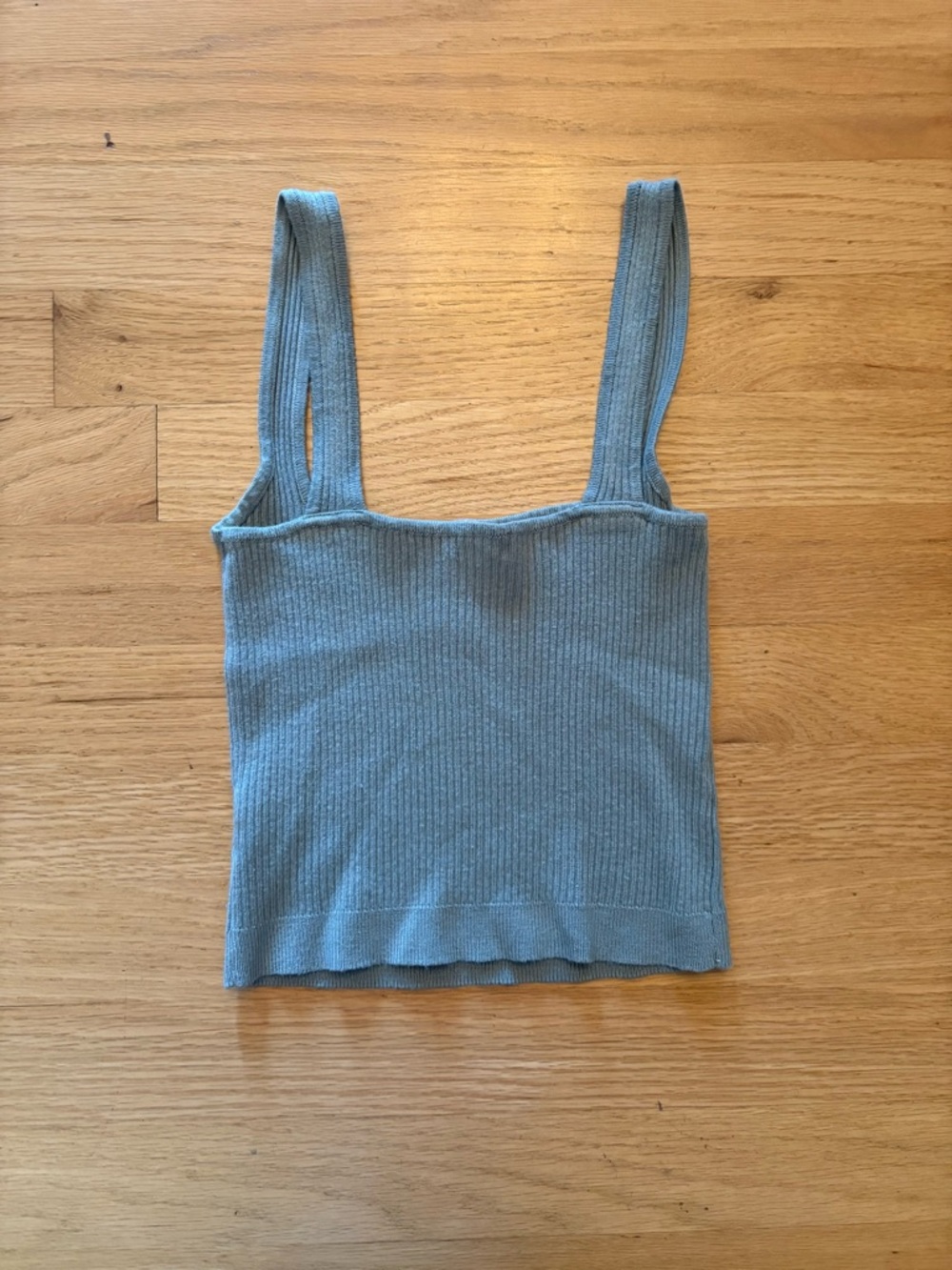 Garage Ribbed Square-Neck Tank Top in Dusty Blue - Picture 2 of 2